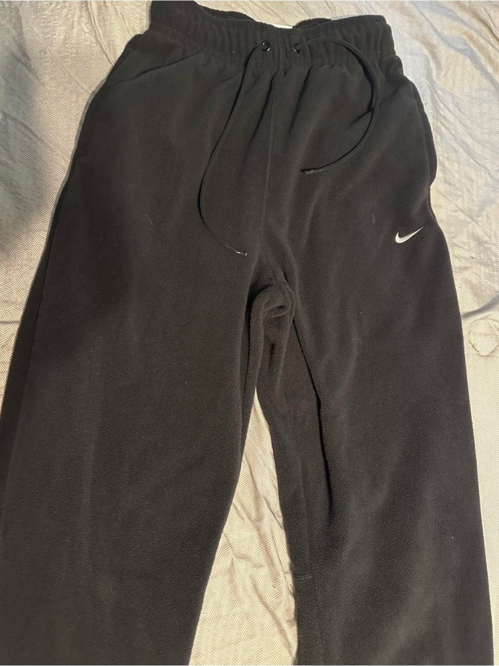 Nike Black Track Pants with White Swoosh